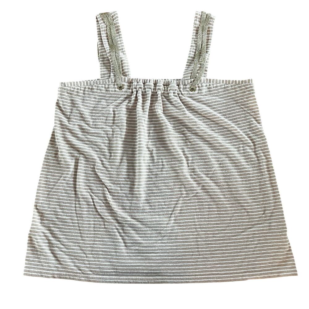 Soft Surroundings Gold Striped Tank Top Metallic Trim Large